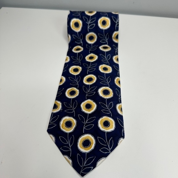 Hugo Boss Blue/Yellow Floral Mens Neck Tie 100% Silk Italy Designer - Picture 2 of 9